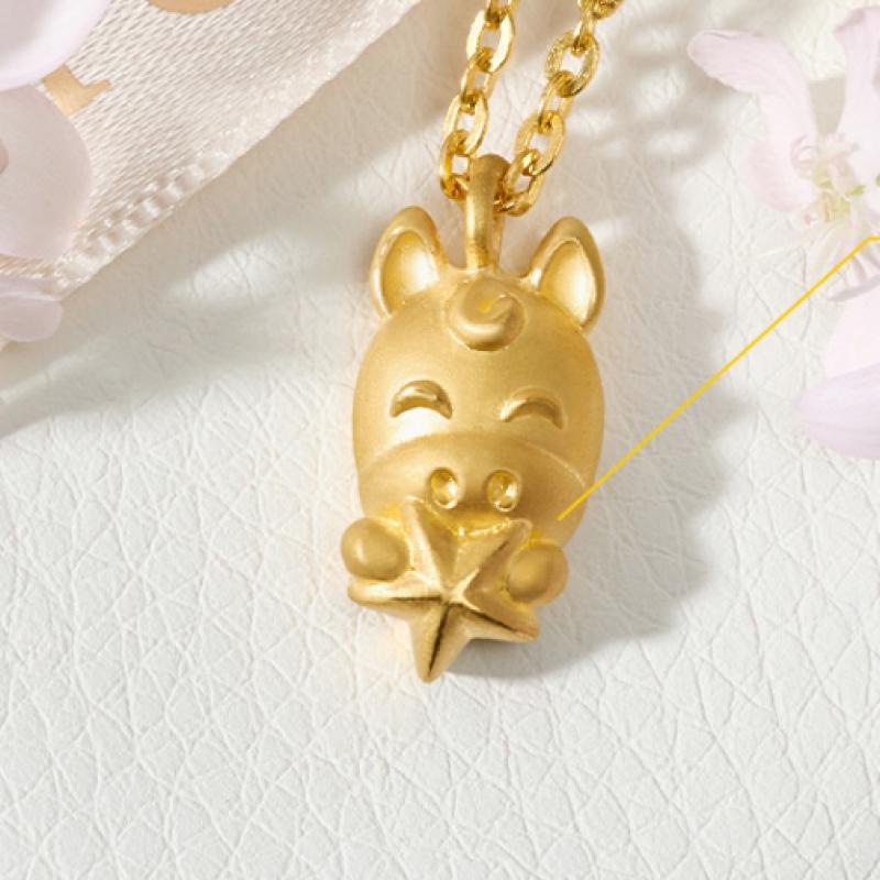 Porti 24k Gold 1.875g Horse Zodiac Special Stone Necklace
