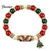 Christmas Beaded Bracelets for Women Bracelet, Elastic Stretch Bracelet with Xmas Holiday Party Outfit Accessories Tree Charm, Jewelry Gifts Men Alloy