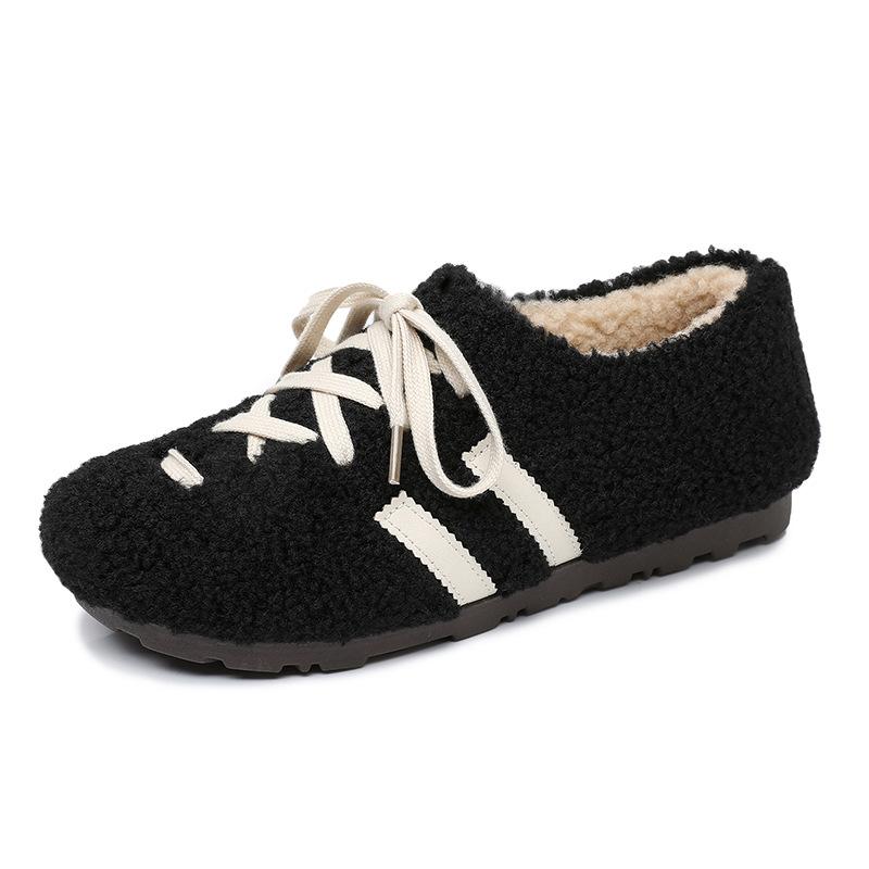 

Women s Large Size Plush Soft Sole Autumn and Winter Warm Fur One Snow Boots Fluffy Lined Non-slip Hiking Casual Sports Cotton Shoes Soybean Shoes 35 чёрный