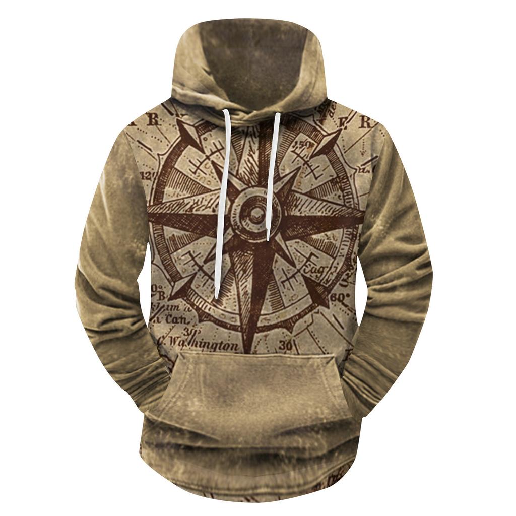 Volný pánský a dámský svetr s dlouhým rukávem a kapucí s módním potiskem