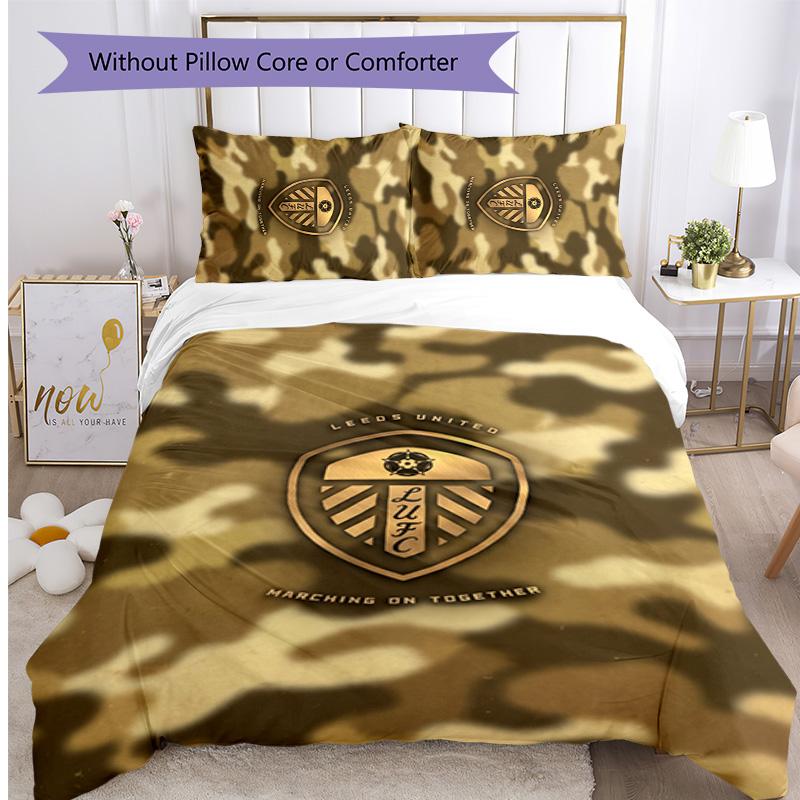 Set Lenzuola Stampa Leeds United Football 3 Pezzi, Comodo Set Copripiumino per Camera da Letto Amico della Pelle