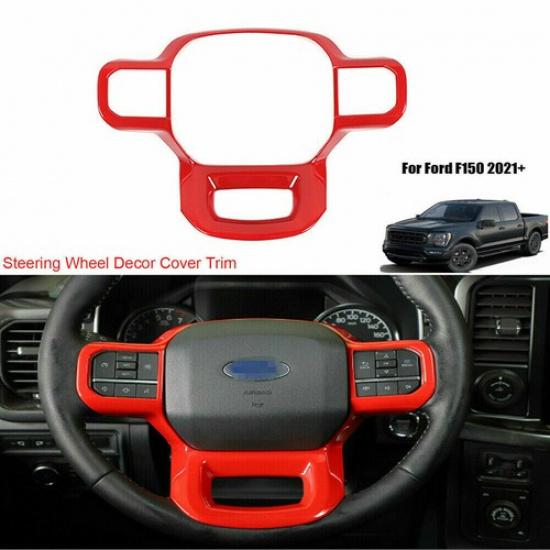 Steering Wheel Moulding Cover Trim Red Accessories For + Ford F150 F-150 ABS