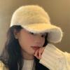 Solid Color Women's Baseball Cap Rabbit Fur Winter Warm Hat Comfort Plush Dubill Cap  Street Style