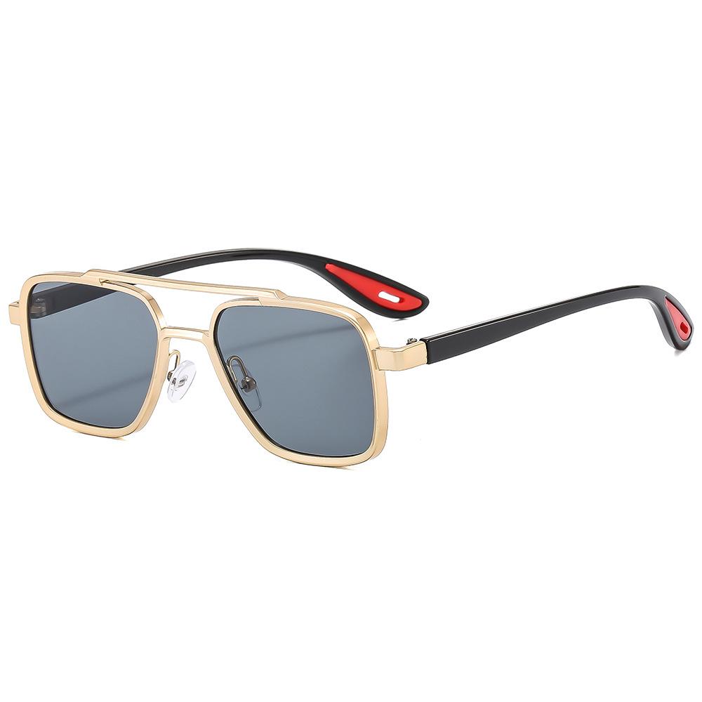 

Vintage Double Bridges Men Square Sunglasses Stylish Clear Ocean Lens Eyewear Women Trending Pilot Sun Glasses UV400 Quality as picture