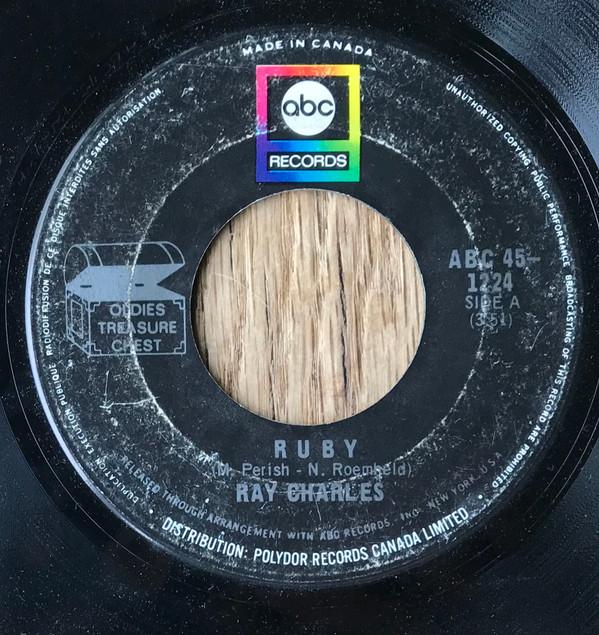 

7inch Record RAY CHARLES Ruby 1224 ABC Records Canada SoulFunk Used