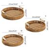Hand-woven Storage Basket Rattan Tray for Countertop Shelves Fruit Tea Snack Bread Basket with Handle Kitchen Bedroom