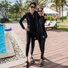 Couple's Long Sleeve Split Hoodie Swimsuit: Women's Sun Protection Surf Suit & Men's Beach Swimwear