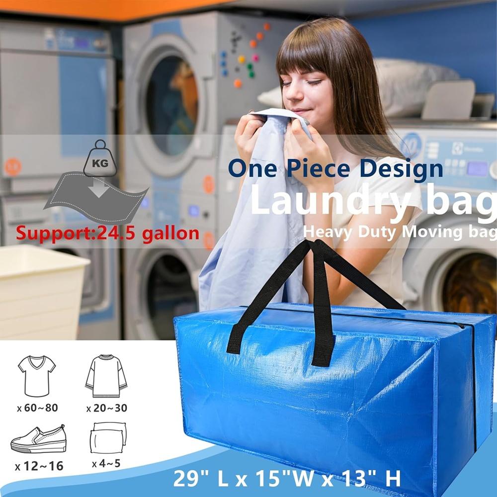 

Large Moving Bags with Zippers Carrying Handles, Heavy-Duty Storage Tote Moving Boxes for Space Saving Storage Totes