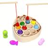 Wooden Magnetic Fishing Toy for Kids - Fine Motor Skills Exercise, Cute Cat Design with Colorful Balls & Fish Figures, Gift