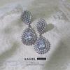 Anqi Full Diamond Water Drop Zircon Earrings - Elegant Exaggerated Christmas Party Jewelry for Women