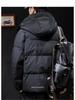 Men's 2025 Thick Warm Hooded Down Jacket - Windproof, Trendy Autumn/Winter Outerwear, Plus Size Available.