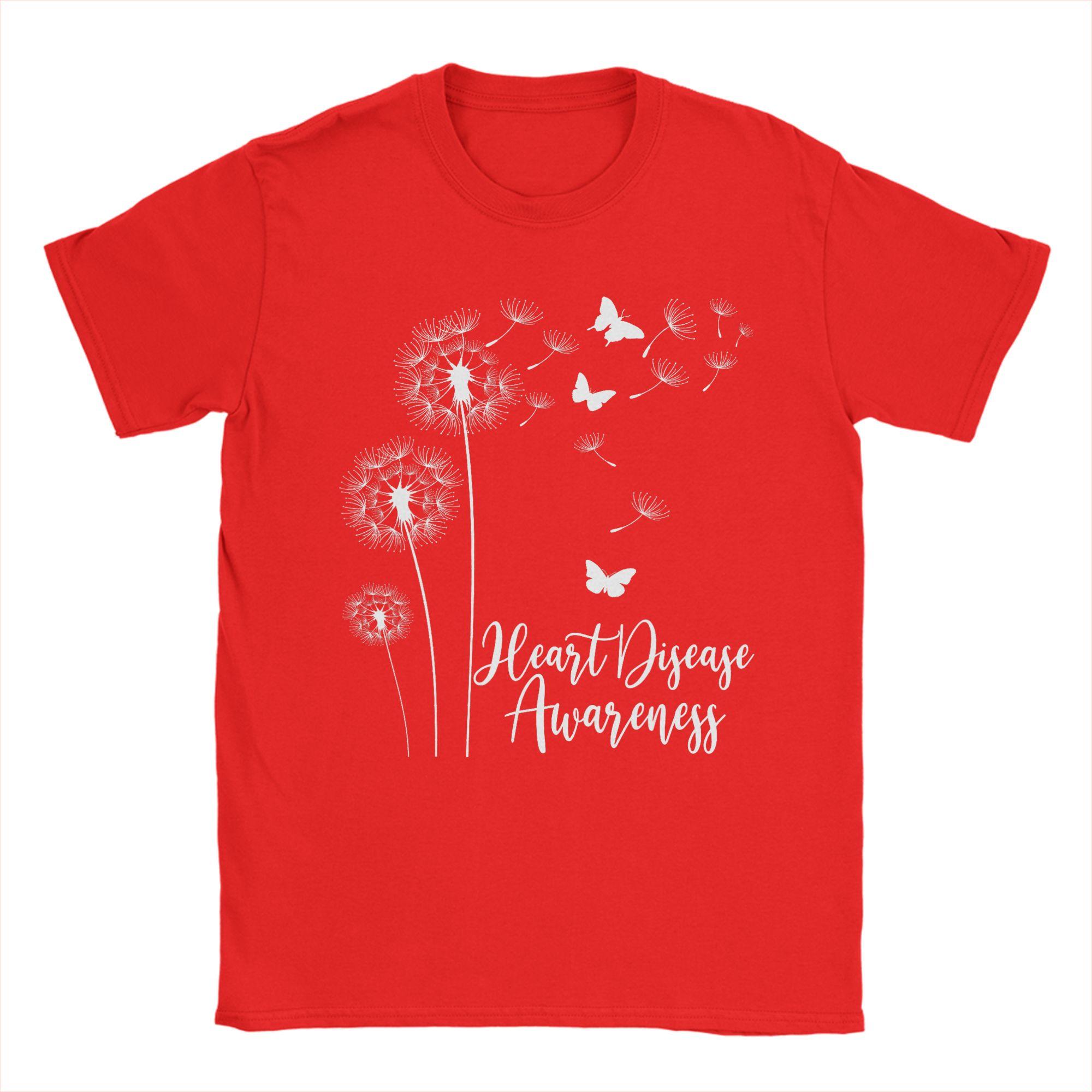Unisexs TShirt Go Red Ribbon Heart Disease Awareness Month American Heart Vintage Cotton Tees Short Sleeve TShirt Crew Neck Tops S