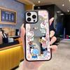 ins wind powder grid Kitty mirror iPhone16 mobile phone case Apple 17 cute makeup mirror mobile phone case 13pm