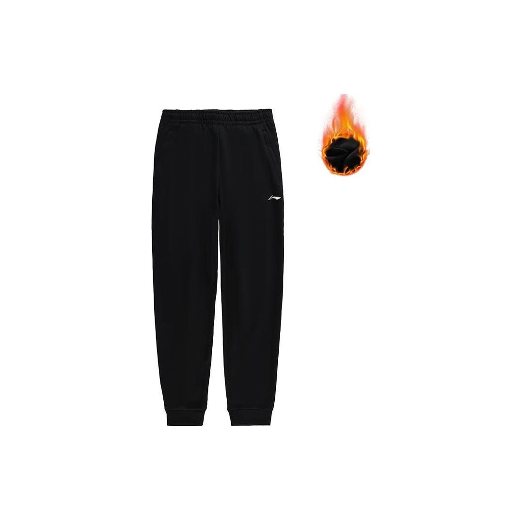 

Li-Ning Мужские спортивные штаны Fitness Series с принтом логотипа, теплые, флисовые, с манжетами, трикотажные, черные AKLTD81-1 S