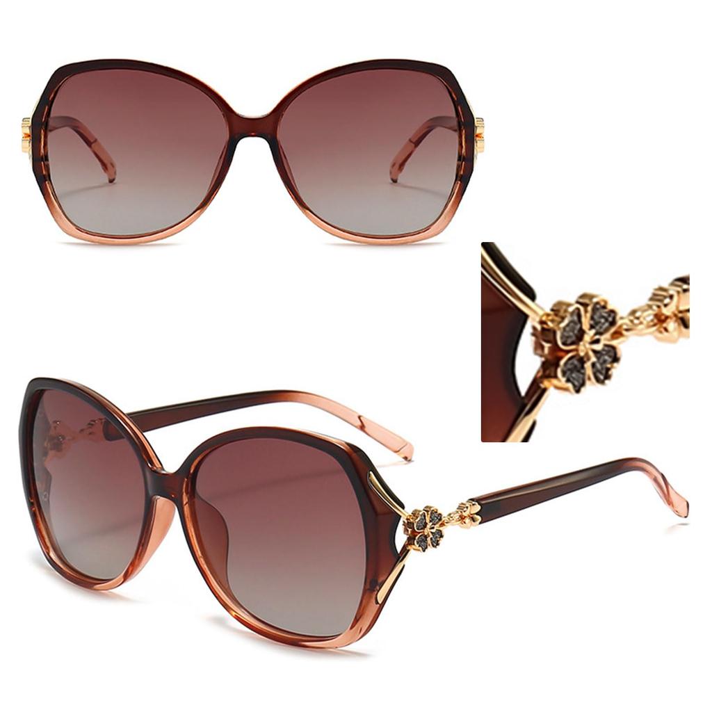 Sunglasses for for UV Slimming Jewelry Gradient UV400 [fortulux] Women, Driving, Protection, Polarized, Effect, Ultra-lightweight, Clover, Frame,