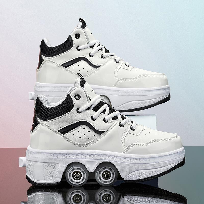Four-wheel Runaway Shoes, Primary and Secondary School Students Walking Deformation Shoes, New High-value Automatic Shrinkage Roller Skates