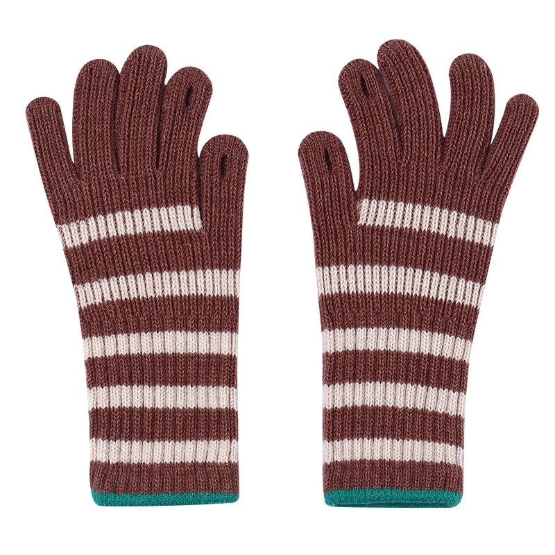 Women's Autumn and Winter Warm and Cold Gloves Outdoor Cycling Windproof Knitted Wool Gloves Student Touch Screen Thickened Gloves