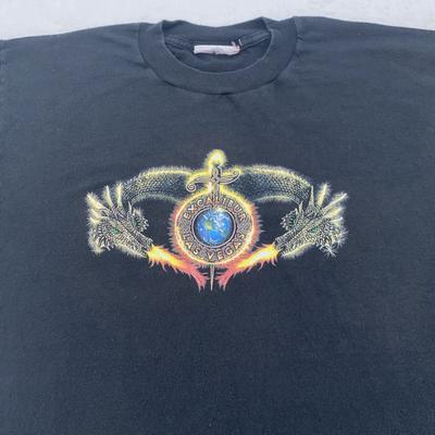 Vintage Excalibur Las Vegas Shirt Herren M/L Schwarzes Drachenschwert Grafik 90er Jahre T-Shirt
