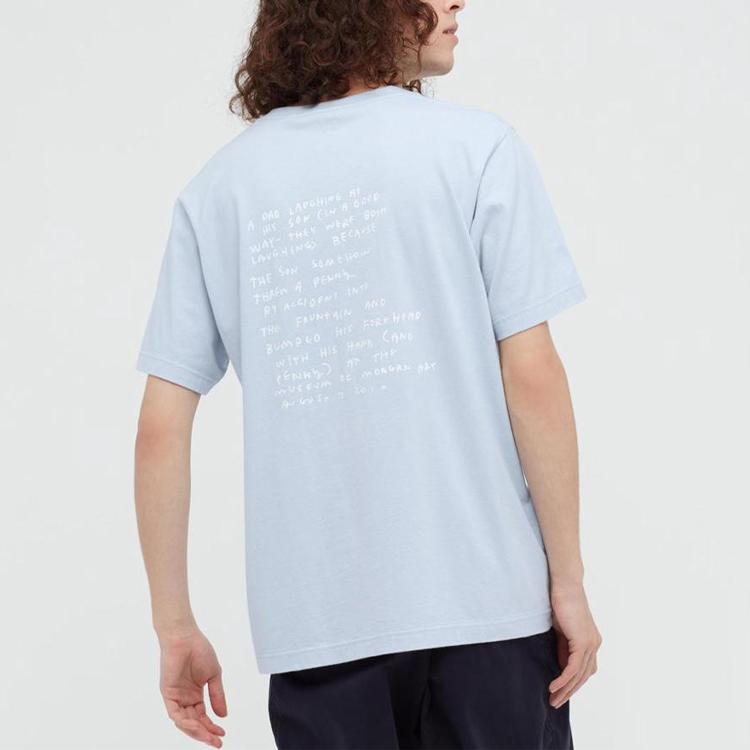 UNIQLO Printed Crew Neck Straight T-Shirt Unisex tops Blue 437287-60