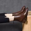 Autumn Brown Women's Short Boots Winter Plush Black Boots for Women Elegant Square Toe Back Zip Botines 35-40 Bottes Femmes