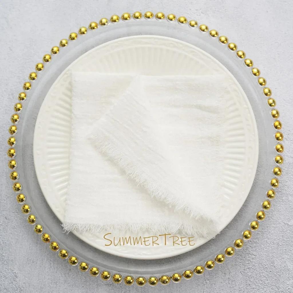 10pcs 32x32cm Cloth Napkins Pure Cotton Gauze Soft Napkin Handkerchief Vintage Banquet Garden Party Wedding Table Decoration