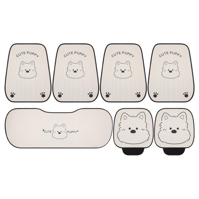 West Highlands Cute Cartoon Cotton Linen Car Seat Cushion for Women - Fits Toyota BZ3, RAV4, Corolla, and Ruifang