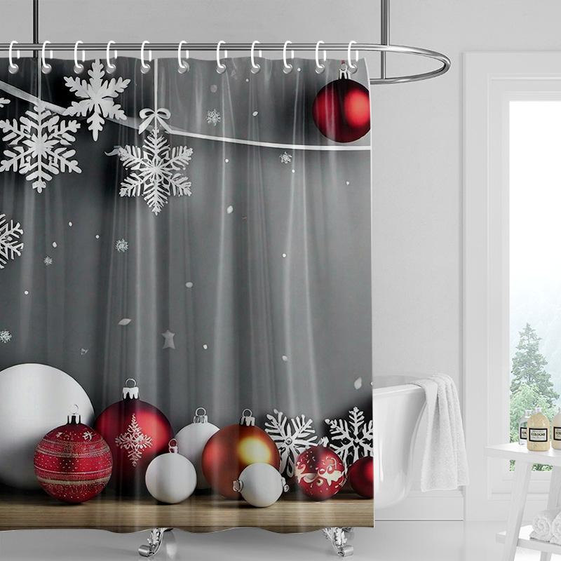 Home Decoration Shower Curtains for Bathroom Waterproof Curtain Fabric Modern Nordic Style Living Room Merry Christmas Winter