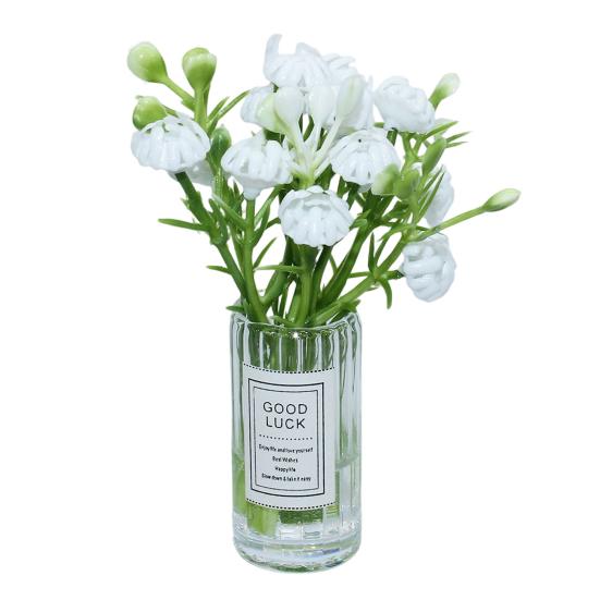 Miniature Flower Vase for Dollhouse, Mini Floral Vase Figurine, Tiny Clear Plants Vase Model, 1/12 Scale Dollhouse Decor Accessories