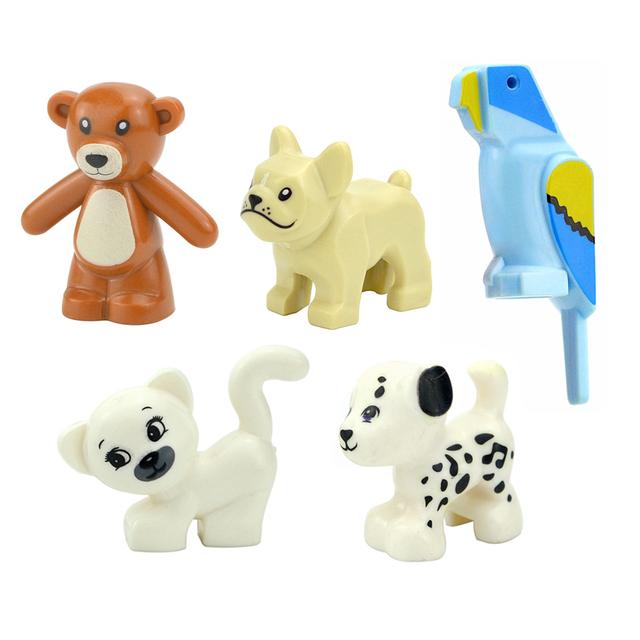 MOC City Animal Building Block Figures Goat Sheep Eagle Owl Panda Parrot Seagull Penguin Zoo Fram Accessories Bricks Toy Gift