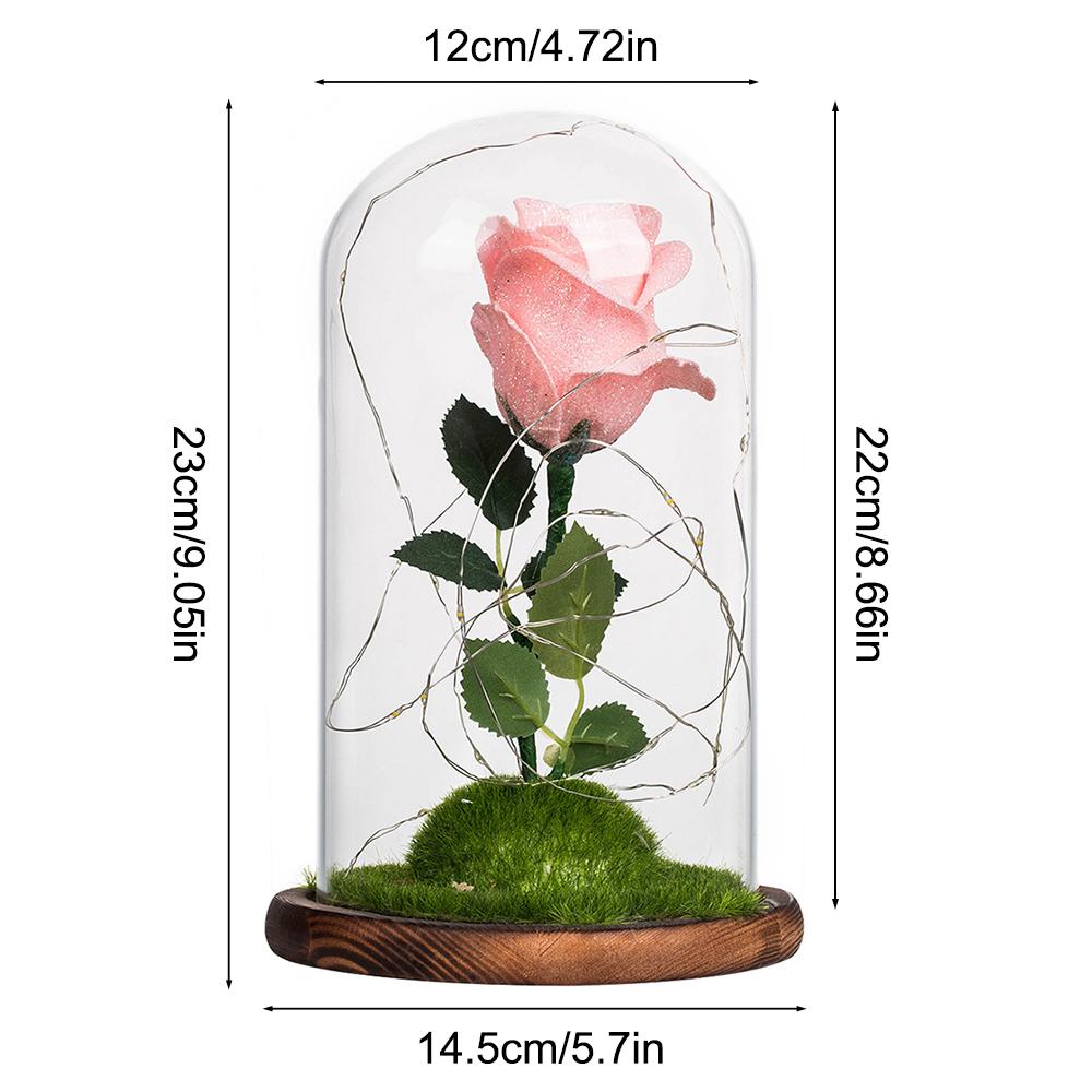 Eternal Rose Glass Cover Gift Box Simulation Pollen Color Single Rose Creative Ritual Sense Mother's Day Gift