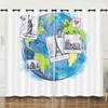 Curtain Hand-Drawn Map Simple Wind 3D Digital Printing Blackout Curtain Punching
