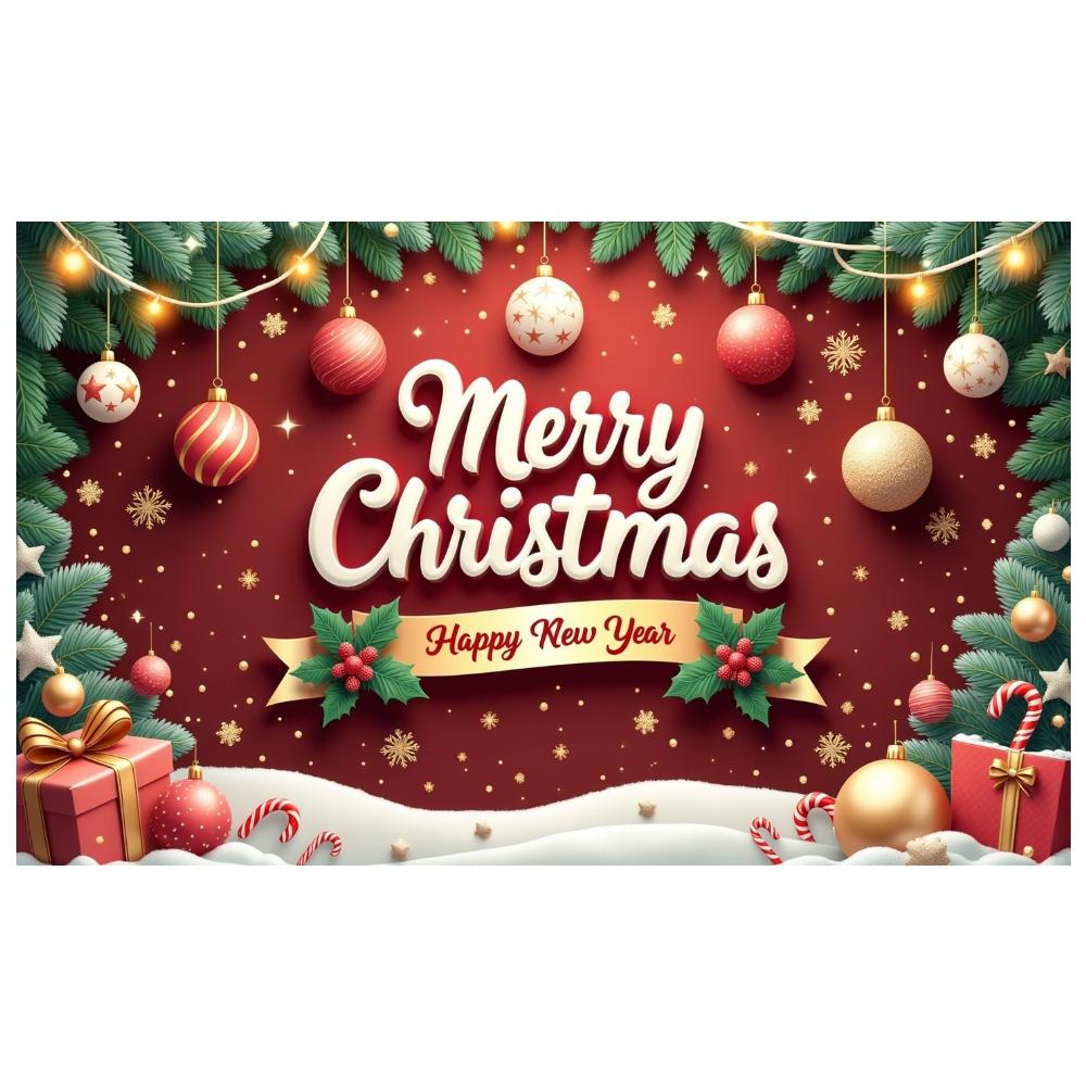 Christmas Decoration Banner Candy Cane Decor New Year Decoration Banner Happy New Year Banner Snowflake Pattern For Holiday