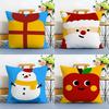 Art Festive Christmas Cushion Cover Linen Pillowcase Soft For Sofa Bed Home Room Decor