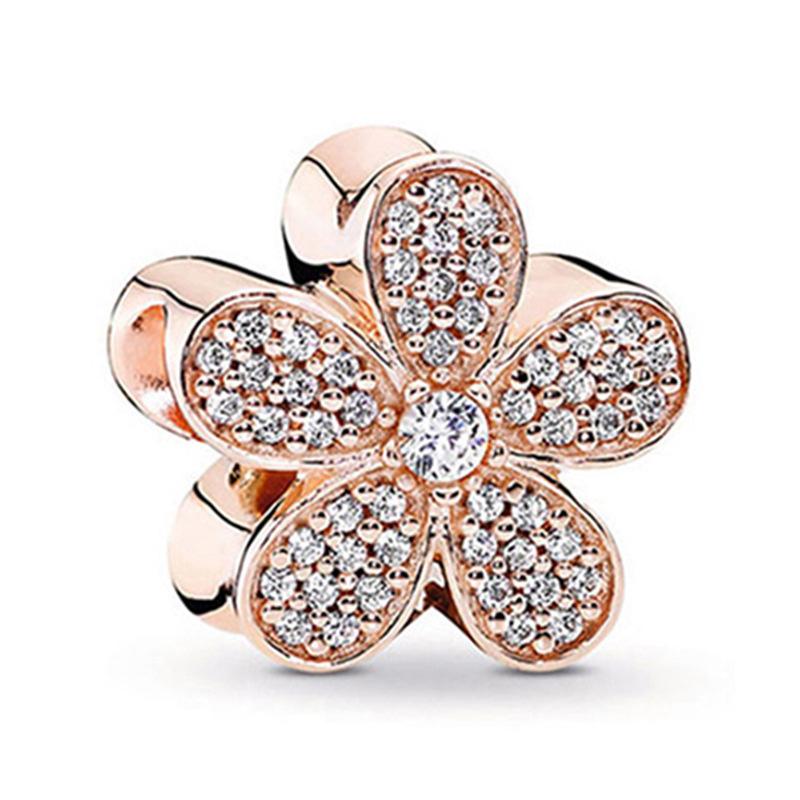 Rose Gold Large Hole Loose Beads Pendant For DIY Pulsera Necklace Accessories Women Fine Jewelry Gifts