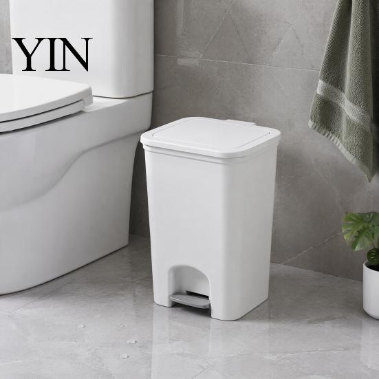 Narrow Trash Can Pedal Can, with Dual-mode Lid, Easy Access Garbage Compact Recycling Bin Odor-proof Slim Solid Color Waste Basket, for Bathroom