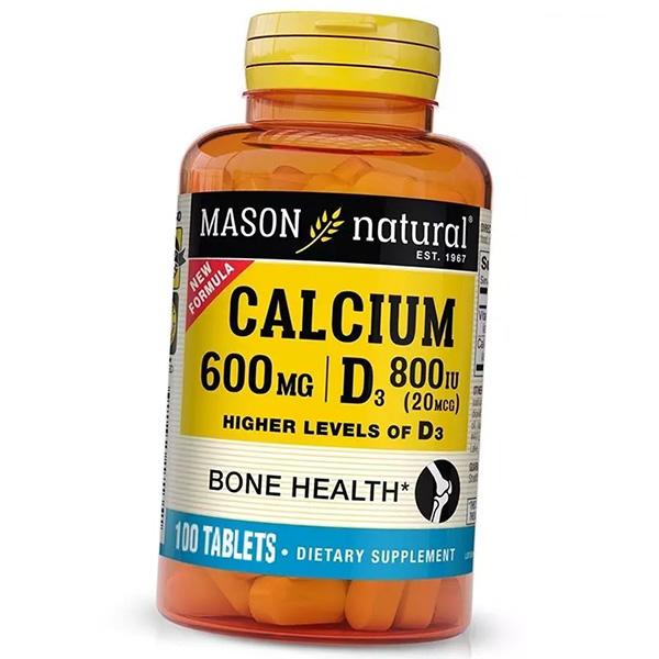 

Кальций с Витамином Д3, Calcium 600 with Vitamin D3 800, Mason Natural (36529070) 100tab