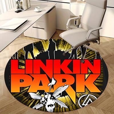 Linkin Park Band Merchandise Stuhlunterlage Runder Teppich - Büroteppich, Maschinenwaschbar, Rutschfest, Geeignet für Wohnzimmer, Schlafzimmer