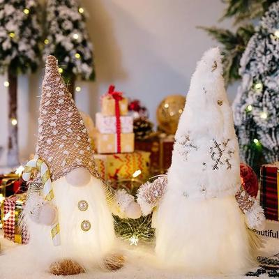 Christmas Decorations Rudolph Gnomes Ornaments LED Light Long Whiskers Figurine Ornaments Christmas Dolls New Year Gift