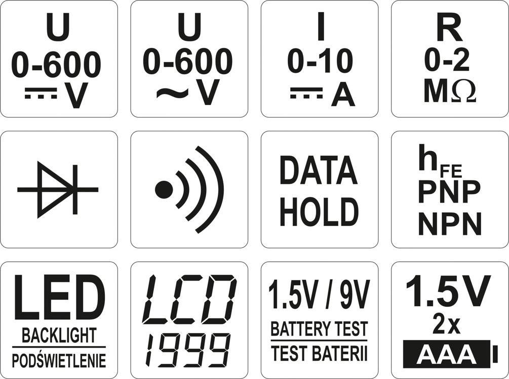 Multifunctional Digital Meter Yt-73081 Yato