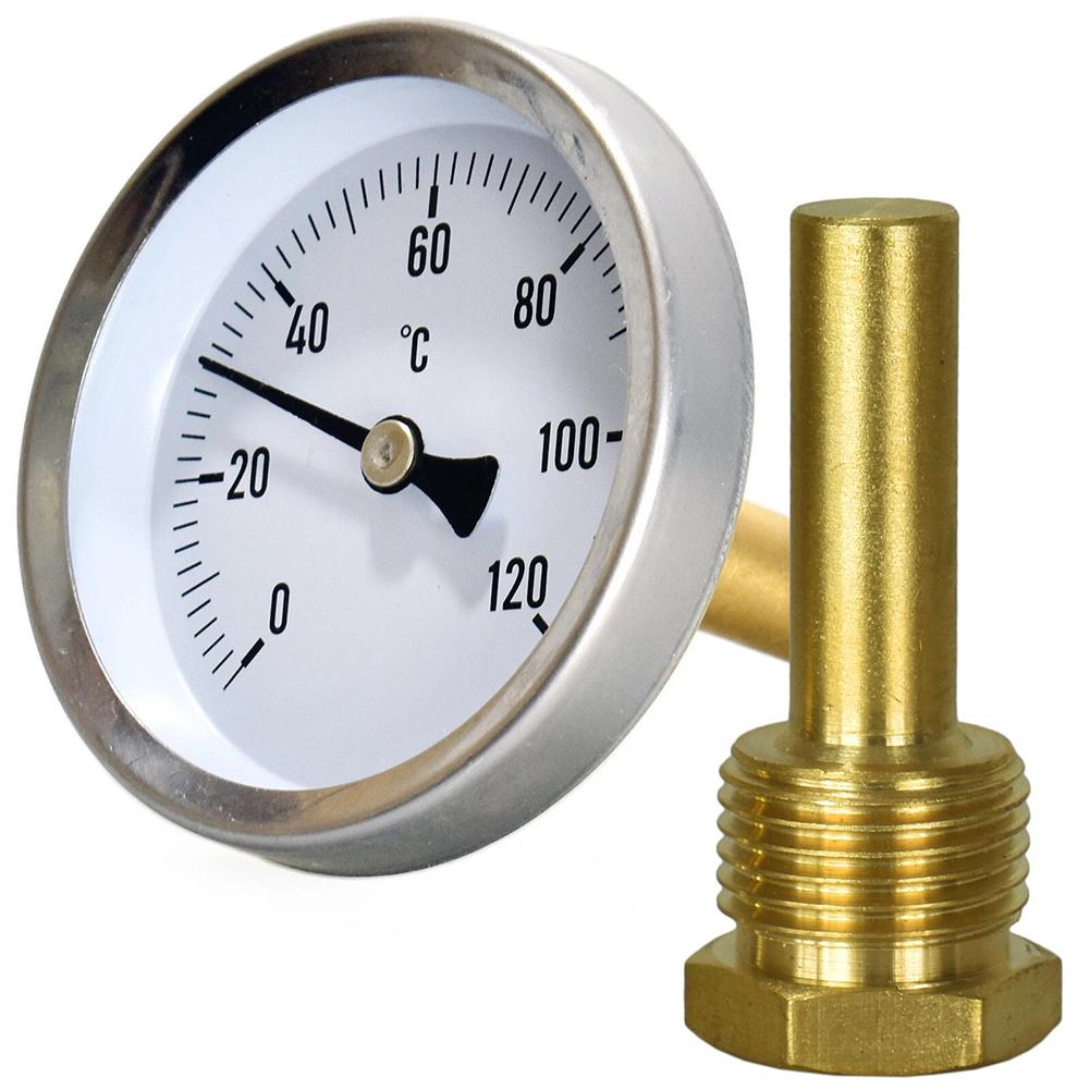 Analog Thermometer Water Temperature Meter 8*50mm Thermometer Rod Thermometer For Central Heating System Control