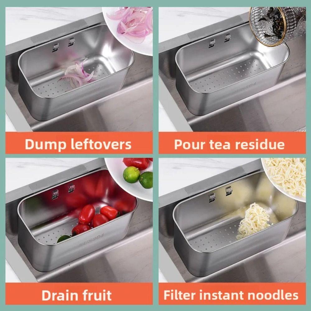 Kompakter Küchenmüllfilter Quadratische Seifenablage Schwammhalter Spüle Hängendes Siebkorb Zuhause Aufbewahrung