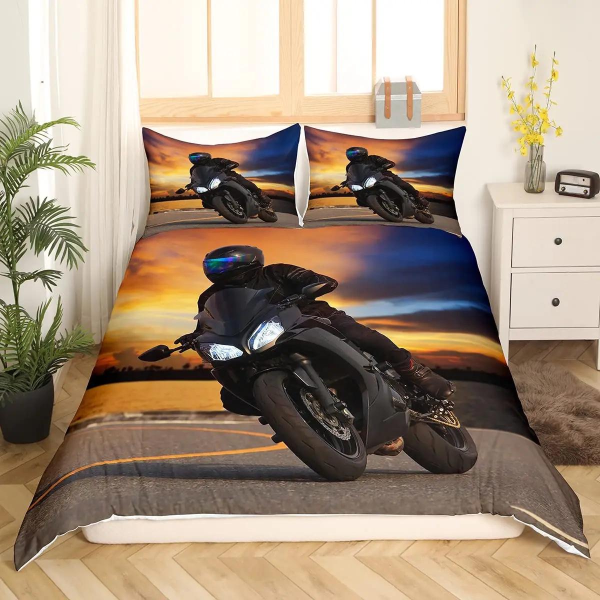 Комплект постельного белья с изображением мотоцикла 3D Queen Bedding Duvet Cover — фото 21