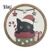 Creative Wall Layout Christmas Black Cat Decor, Layered Wooden Hanging Sign, Round 2D Home Decorations Flat Art Decoration for Living Room Bedroom And