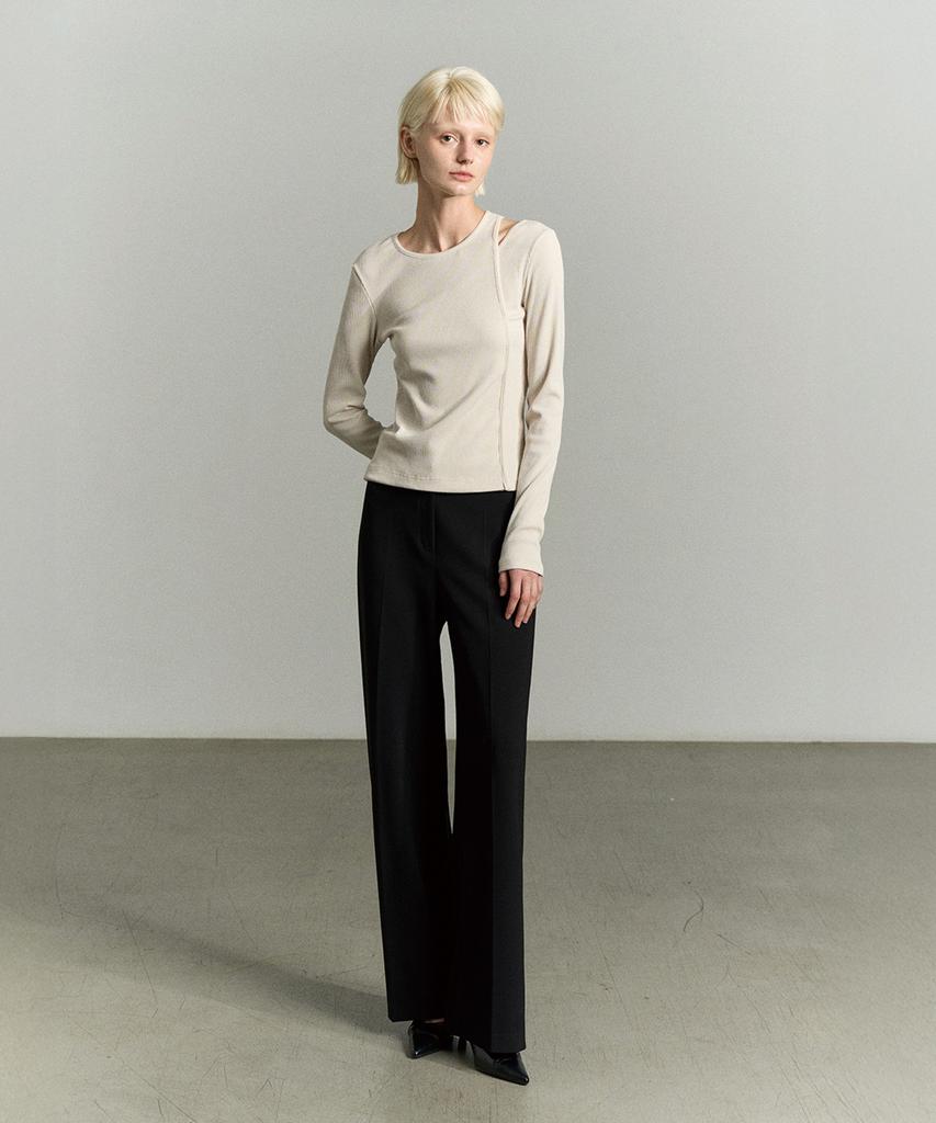 RE RHEE Pintucked Straight Leg Pants