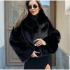 Dicker warmer Kunstpelzmantel für Damen mit Gürtel Umlegekragen Pelzparkas Neue Winter Kurze Lockere Flauschige Oberbekleidung
