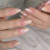 24 Pieces Milk Apricot Gradual Change Sweet Powder Bow Simple Playful Style Removable Nail 30 Pieces Press On Nails