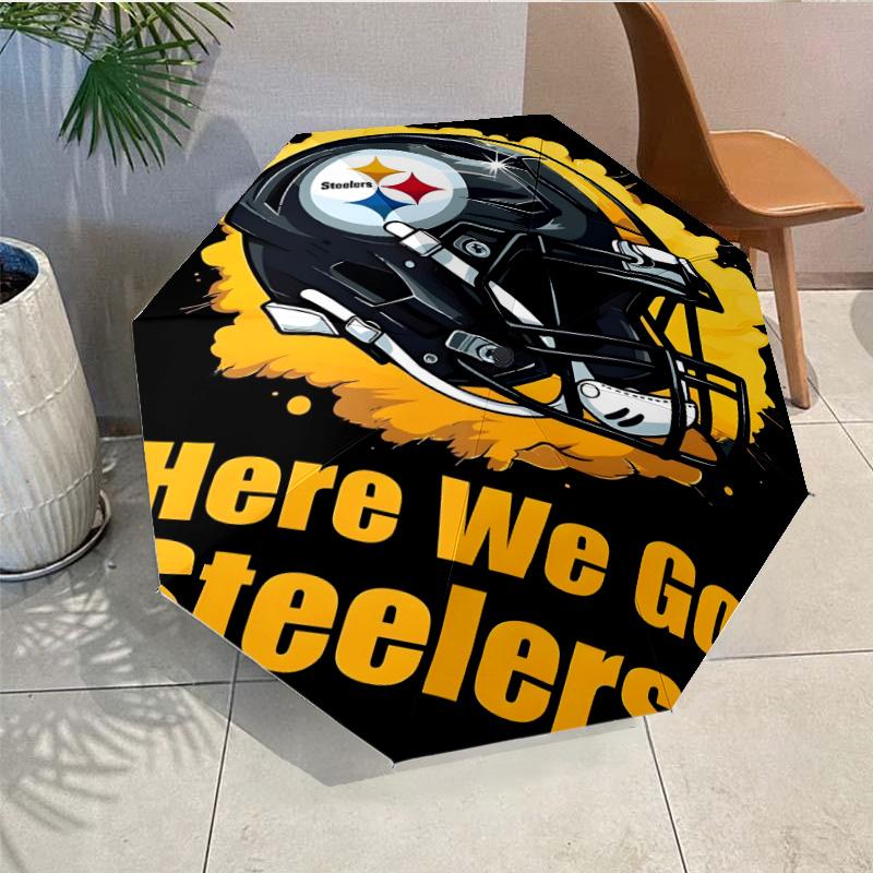 Pittsburgh Steelers Logo Umbrella - Automatic Open/Close, Compact 8-Rib Lightweight Umbrella Essential for outdoorPicnic Accessory Fan Gifts
