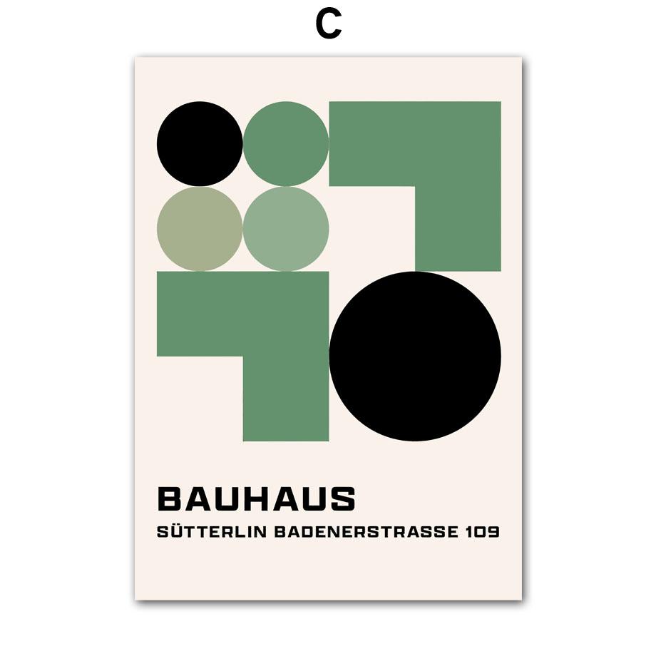 Linjer Randgeometri Bauhaus Abstrakt Väggkonst Dukmålning Nordiska affischer och tryck Väggbilder för vardagsrumsinredning