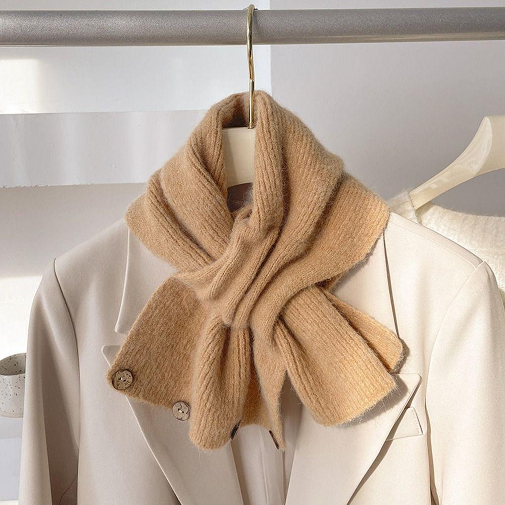 Knitted Cross Scarf Solid Color Neck Warmer Neck Guard Shawl Neckerchief Wrap  Girls