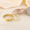 18K Gold-Plated Titanium Steel Stacking Ring and 3mm Round Bangle Bracelet Set for Women